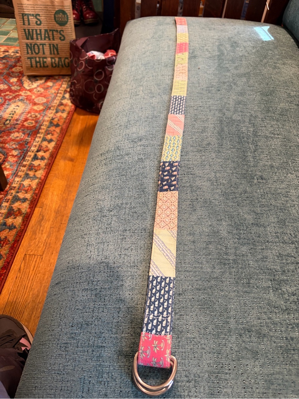 Vineyard Vines Patchwork Belt in Navy, Pink, Yellow